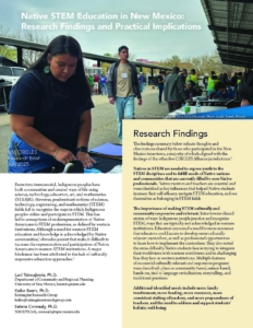 Front page of a research brief with an image of a woman and other people at an outdoor science event.